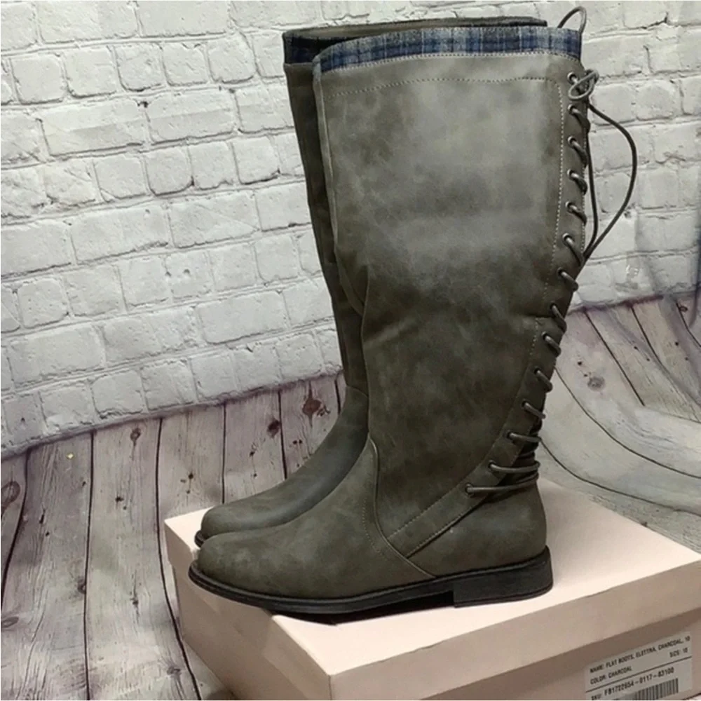 JUSTFAB Charcoal Elettra lace back boots